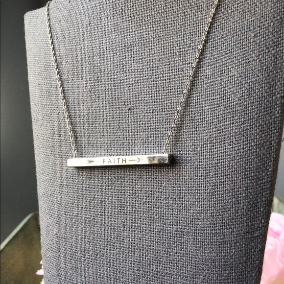 Silver Bar “Faith“ Necklace - Picture 4 of 7